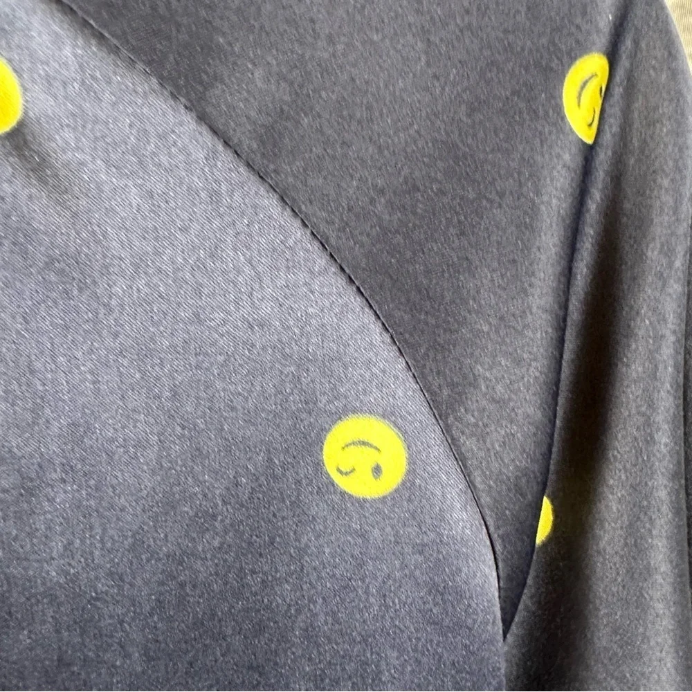 Gap Kids Satin Emoji Bomber Jacket Full Zip Lined Navy Blue with Smiley Face XL